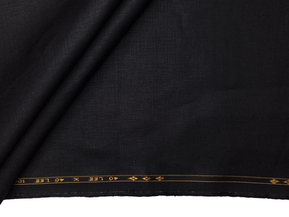 100% Pure European Linen 40 LEA Suiting Fabric (Black, Plain)