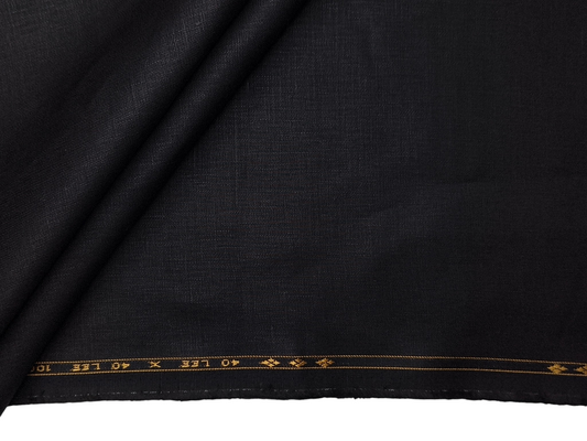 100% Pure European Linen 40 LEA Suiting Fabric (Black, Plain)