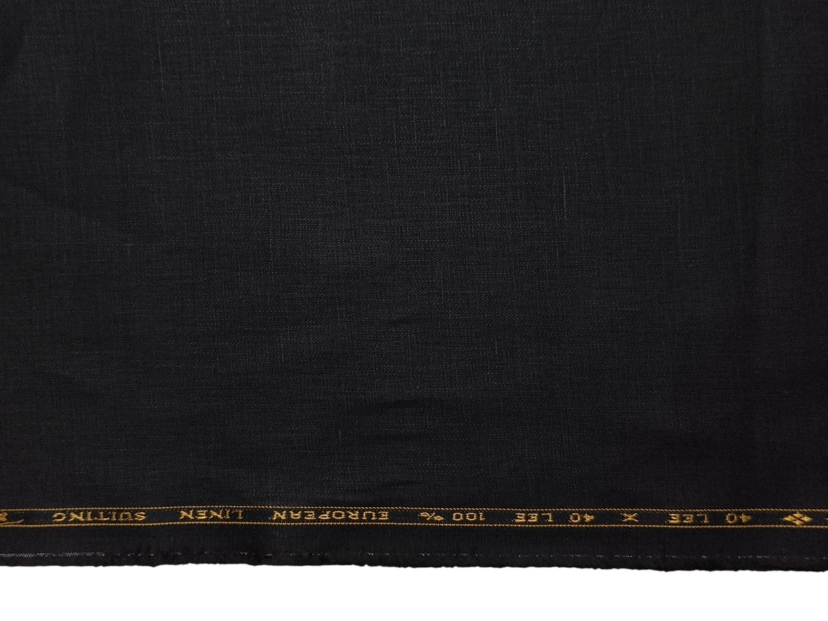 100% Pure European Linen 40 LEA Suiting Fabric (Black, Plain)