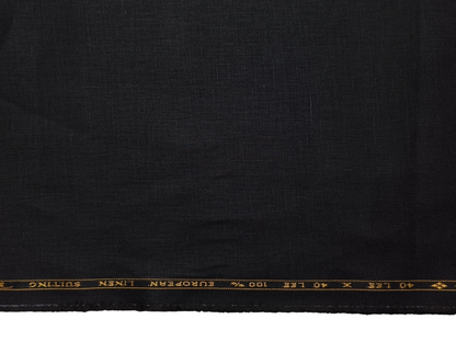 100% Pure European Linen 40 LEA Suiting Fabric (Black, Plain)