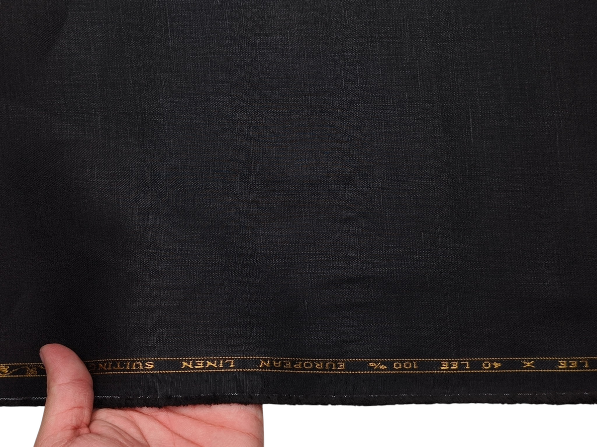 100% Pure European Linen 40 LEA Suiting Fabric (Black, Plain)