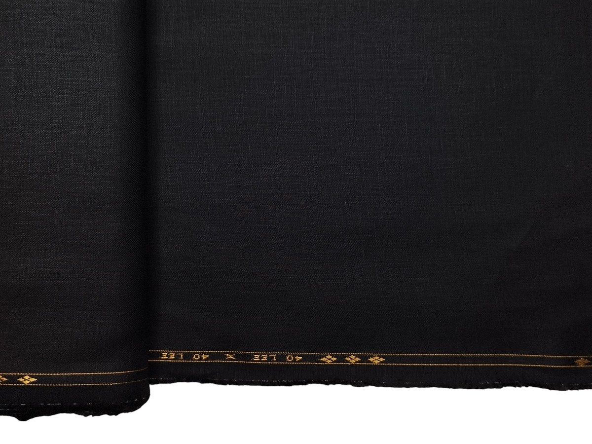 100% Pure European Linen 40 LEA Suiting Fabric (Black, Plain)