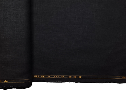 100% Pure European Linen 40 LEA Suiting Fabric (Black, Plain)