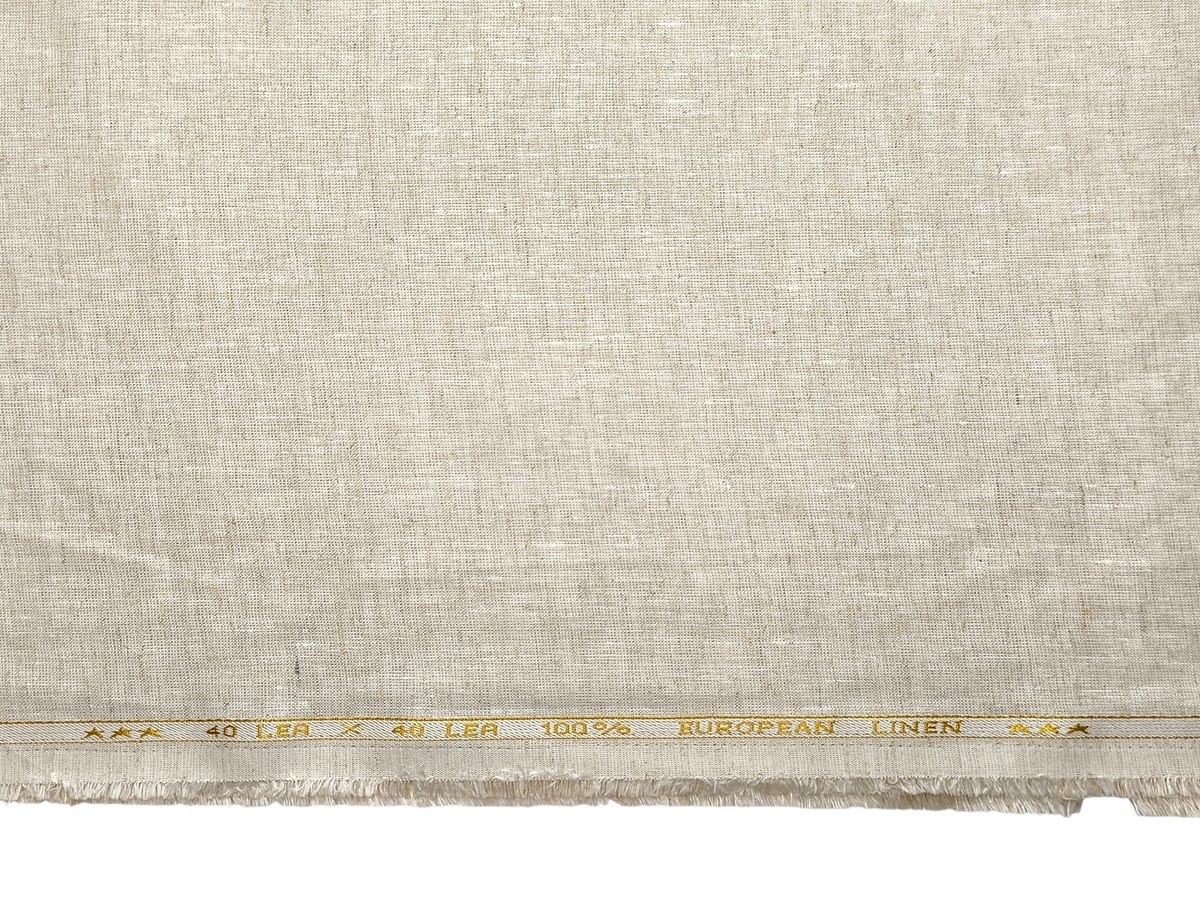 100% Pure European Linen 40 LEA Suiting Fabric (Natural Beige, Plain)