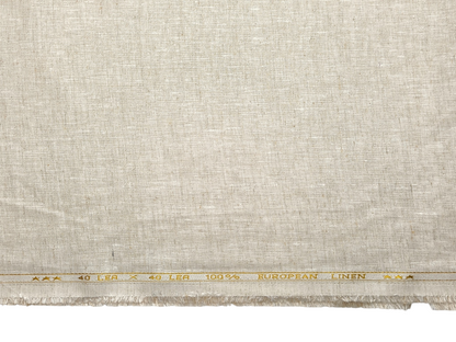 100% Pure European Linen 40 LEA Suiting Fabric (Natural Beige, Plain)