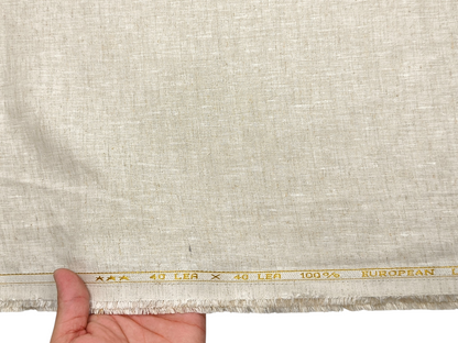 100% Pure European Linen 40 LEA Suiting Fabric (Natural Beige, Plain)