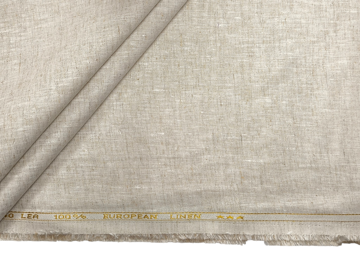 100% Pure European Linen 40 LEA Suiting Fabric (Natural Beige, Plain)