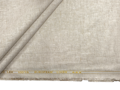 100% Pure European Linen 40 LEA Suiting Fabric (Natural Beige, Plain)