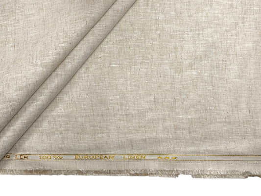 100% Pure European Linen 40 LEA Suiting Fabric (Natural Beige, Plain)