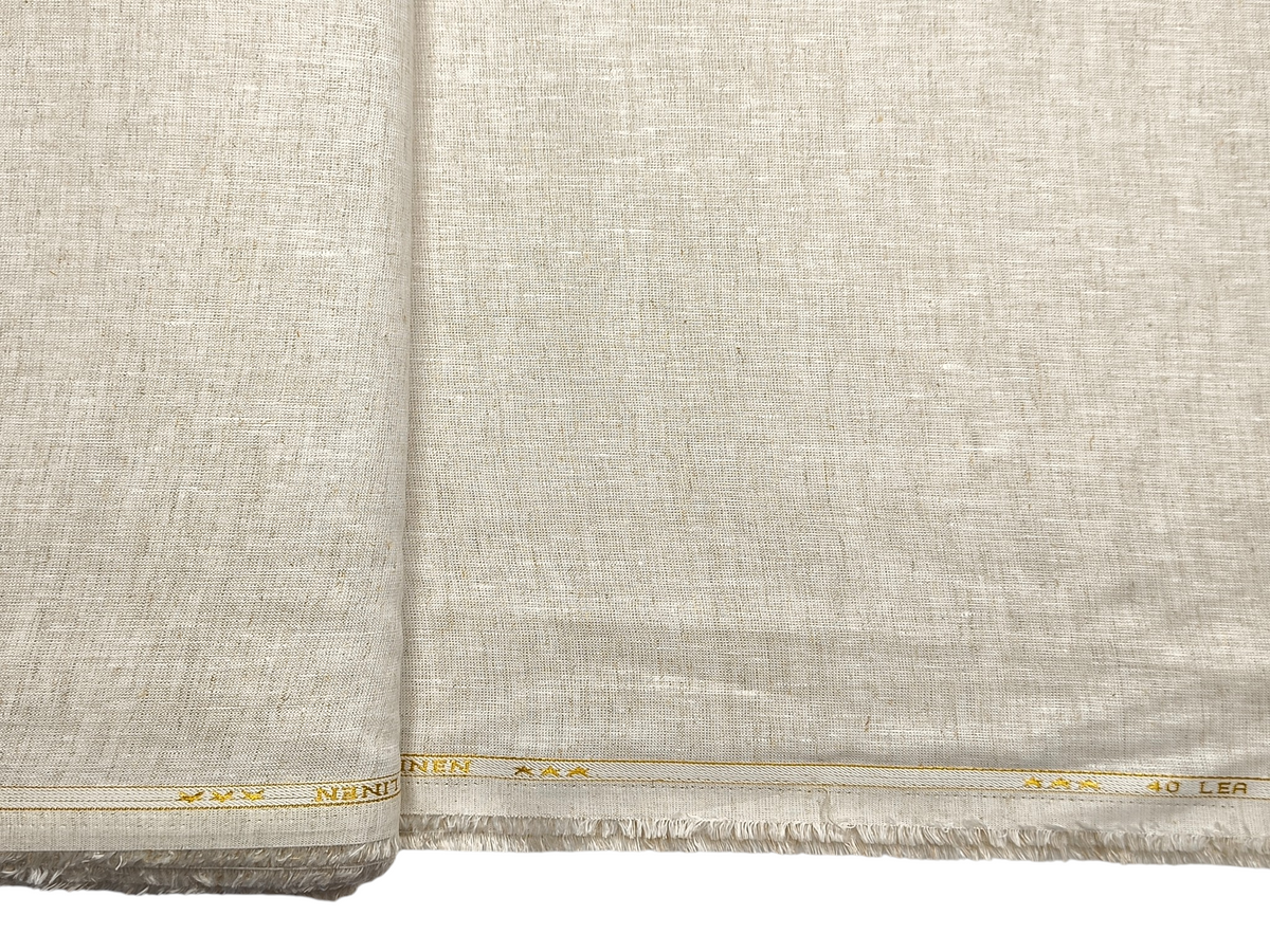 100% Pure European Linen 40 LEA Suiting Fabric (Natural Beige, Plain)
