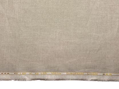 100% Pure European Linen 40 LEA Suiting Fabric (Dark Natural, Plain)