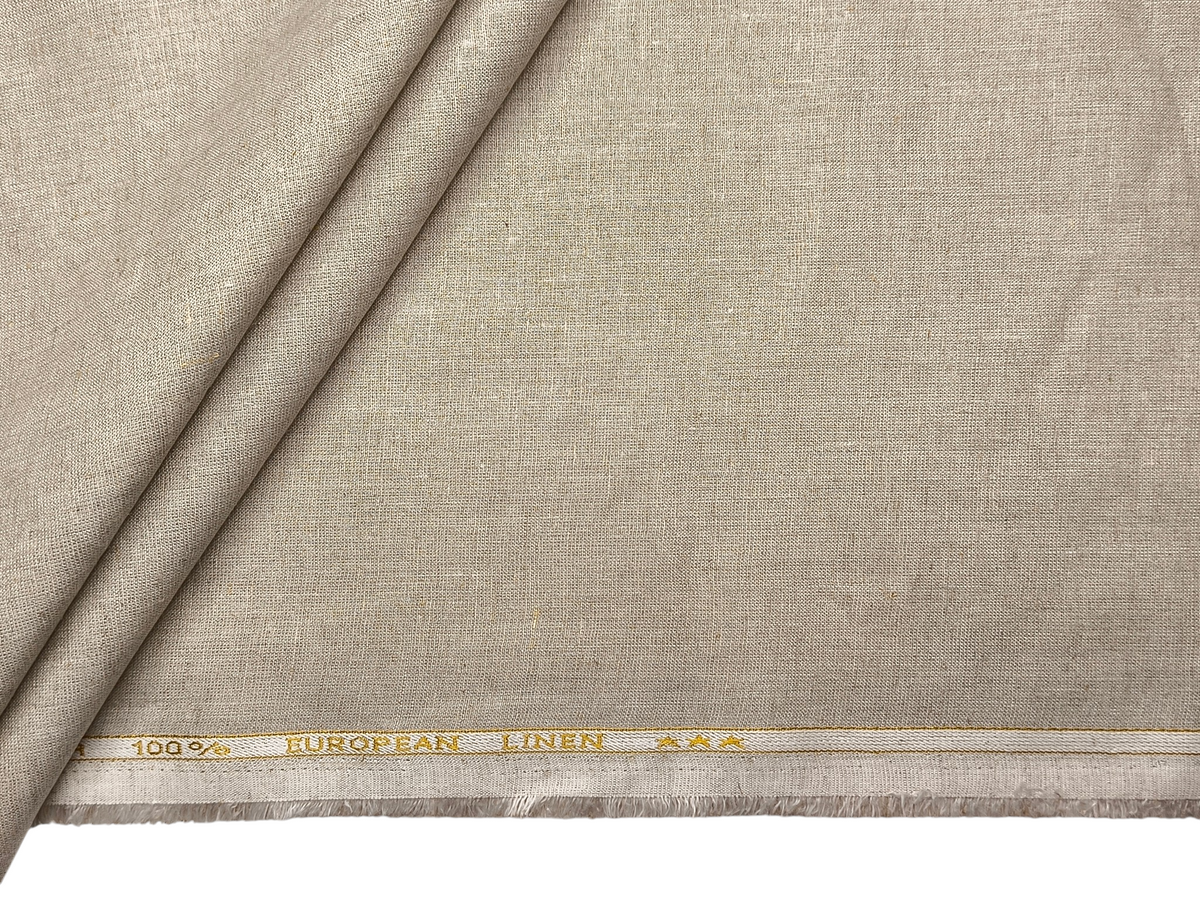 100% Pure European Linen 40 LEA Suiting Fabric (Dark Natural, Plain)