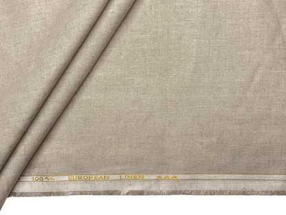 100% Pure European Linen 40 LEA Suiting Fabric (Dark Natural, Plain)
