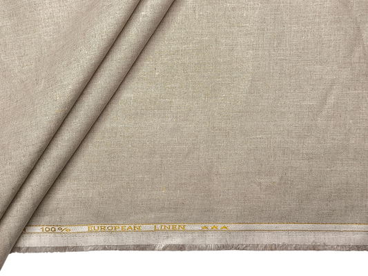 100% Pure European Linen 40 LEA Suiting Fabric (Dark Natural, Plain)