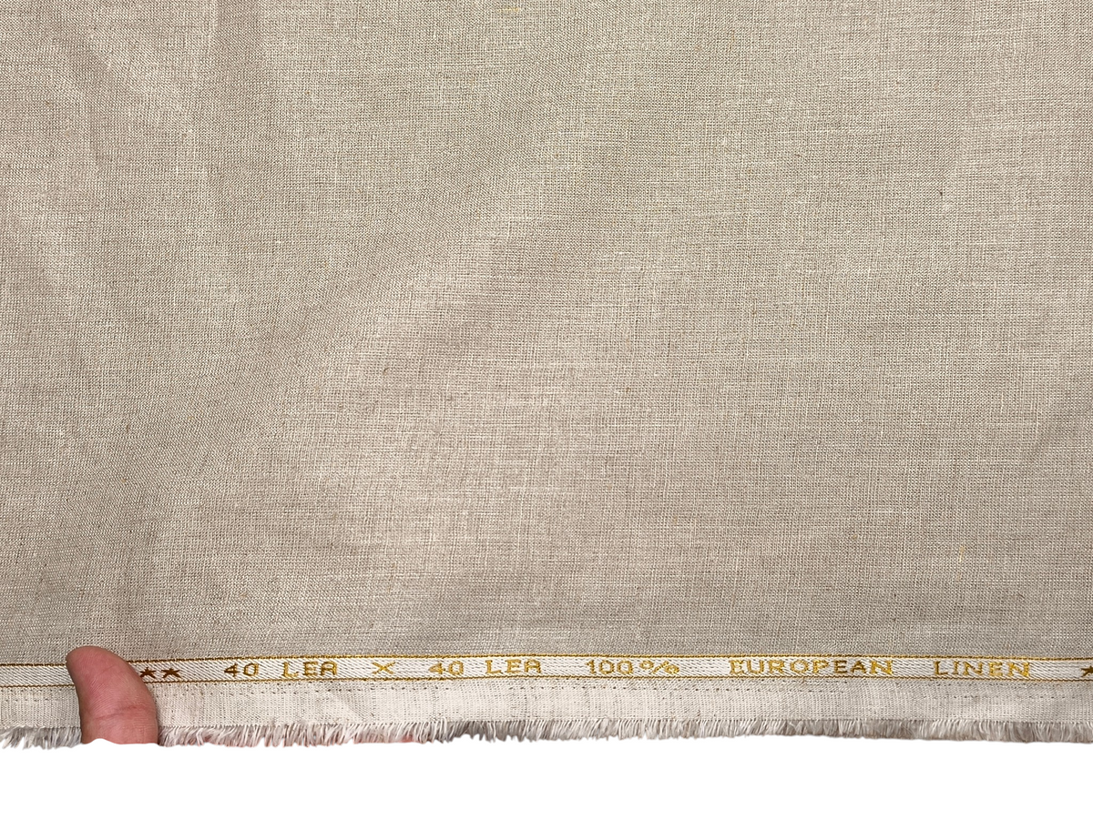 100% Pure European Linen 40 LEA Suiting Fabric (Dark Natural, Plain)