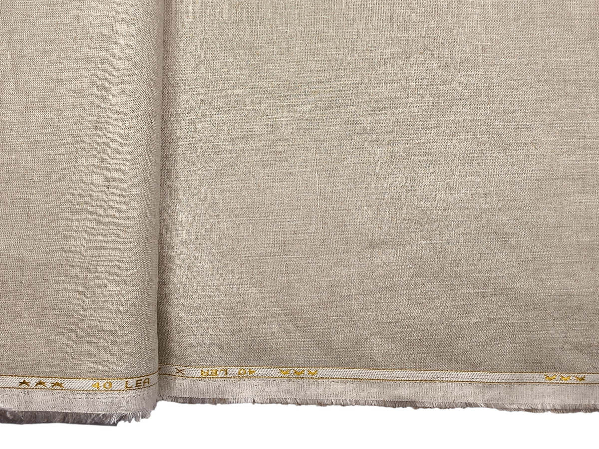 100% Pure European Linen 40 LEA Suiting Fabric (Dark Natural, Plain)