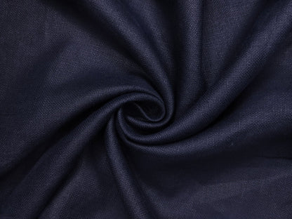 100% Pure European Linen Suiting Fabric (Navy Blue, Hopsack Weave)