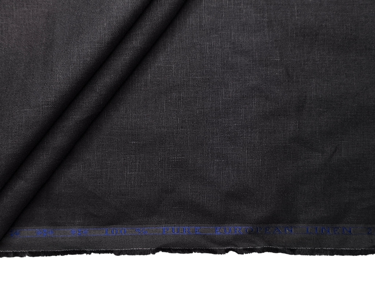 100% Pure European Linen 25 LEA Suiting Fabric (Dark Grey, Plain)