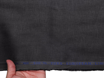 100% Pure European Linen 25 LEA Suiting Fabric (Dark Grey, Plain)