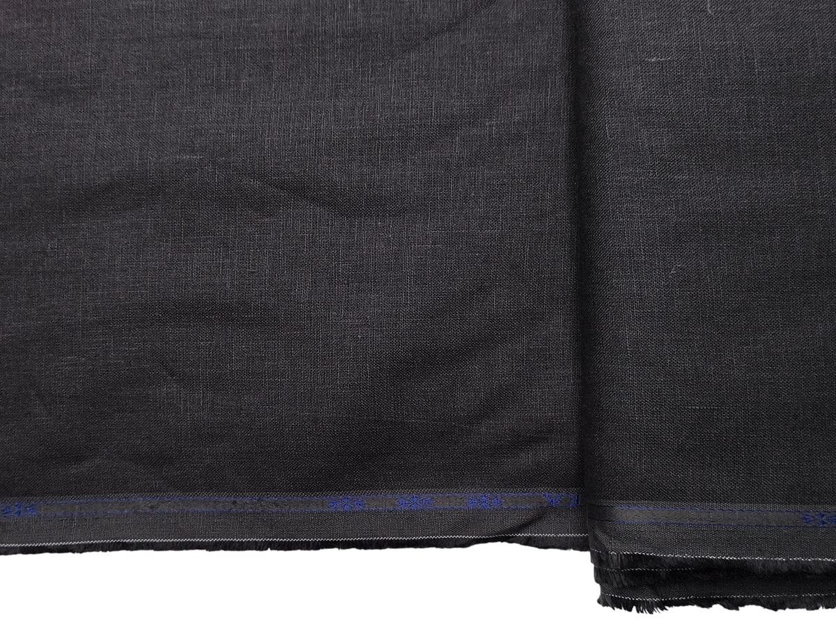 100% Pure European Linen 25 LEA Suiting Fabric (Dark Grey, Plain)