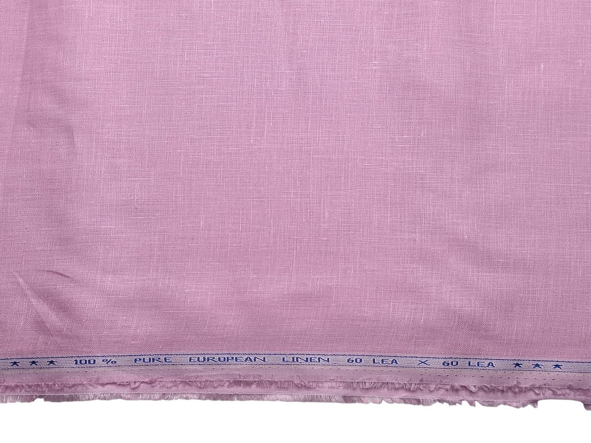 100% Pure European Linen 60 LEA Shirting Fabric (Light Pink, Plain)