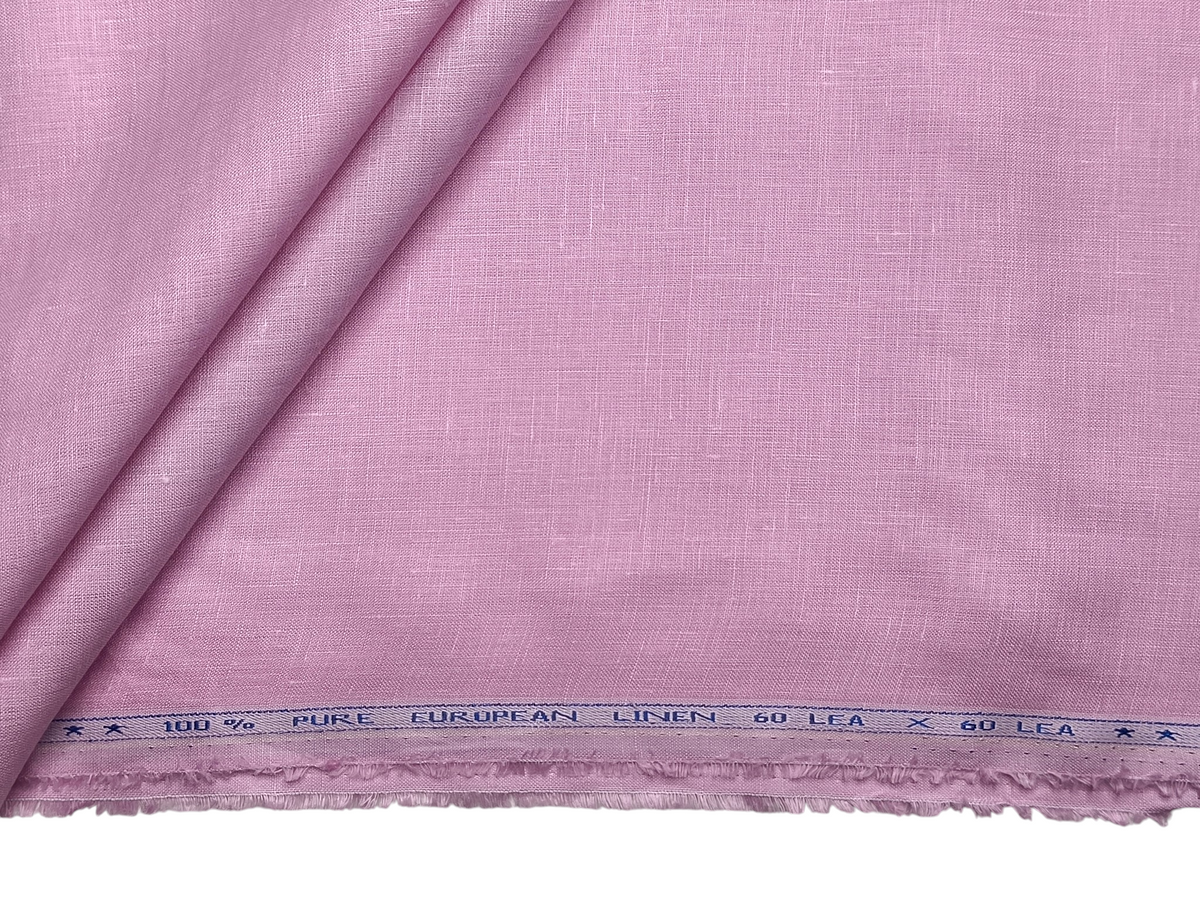 100% Pure European Linen 60 LEA Shirting Fabric (Light Pink, Plain)