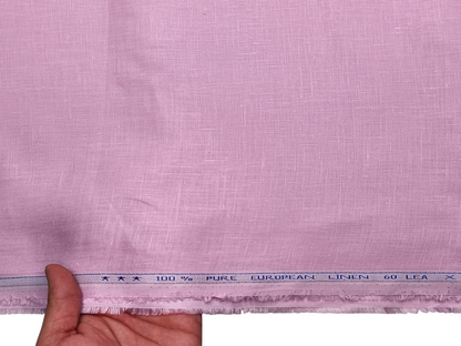 100% Pure European Linen 60 LEA Shirting Fabric (Light Pink, Plain)