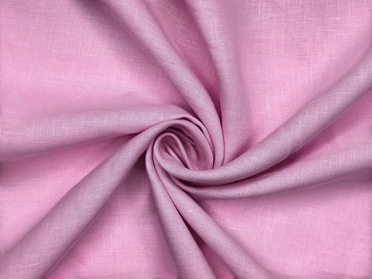 100% Pure European Linen 60 LEA Shirting Fabric (Light Pink, Plain)