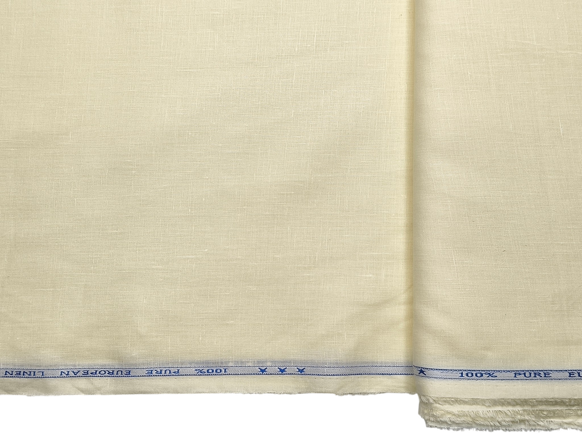100% Pure European Linen 60 LEA Shirting Fabric (Cream White, Plain Weave)