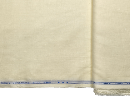 100% Pure European Linen 60 LEA Shirting Fabric (Cream White, Plain Weave)