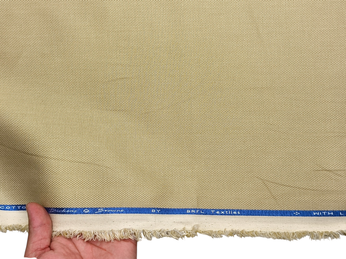 Dickens & Browne 100% Cotton Stretch Suiting Fabric (Beige Cream, Textured)