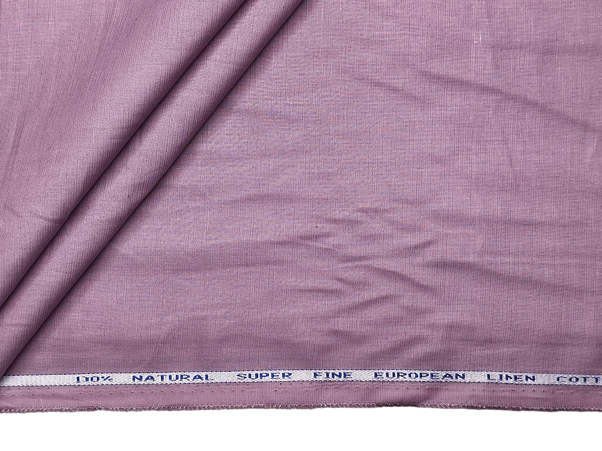 Cotton Linen Blended Premium Shirting Fabric (Lavender , Plain)
