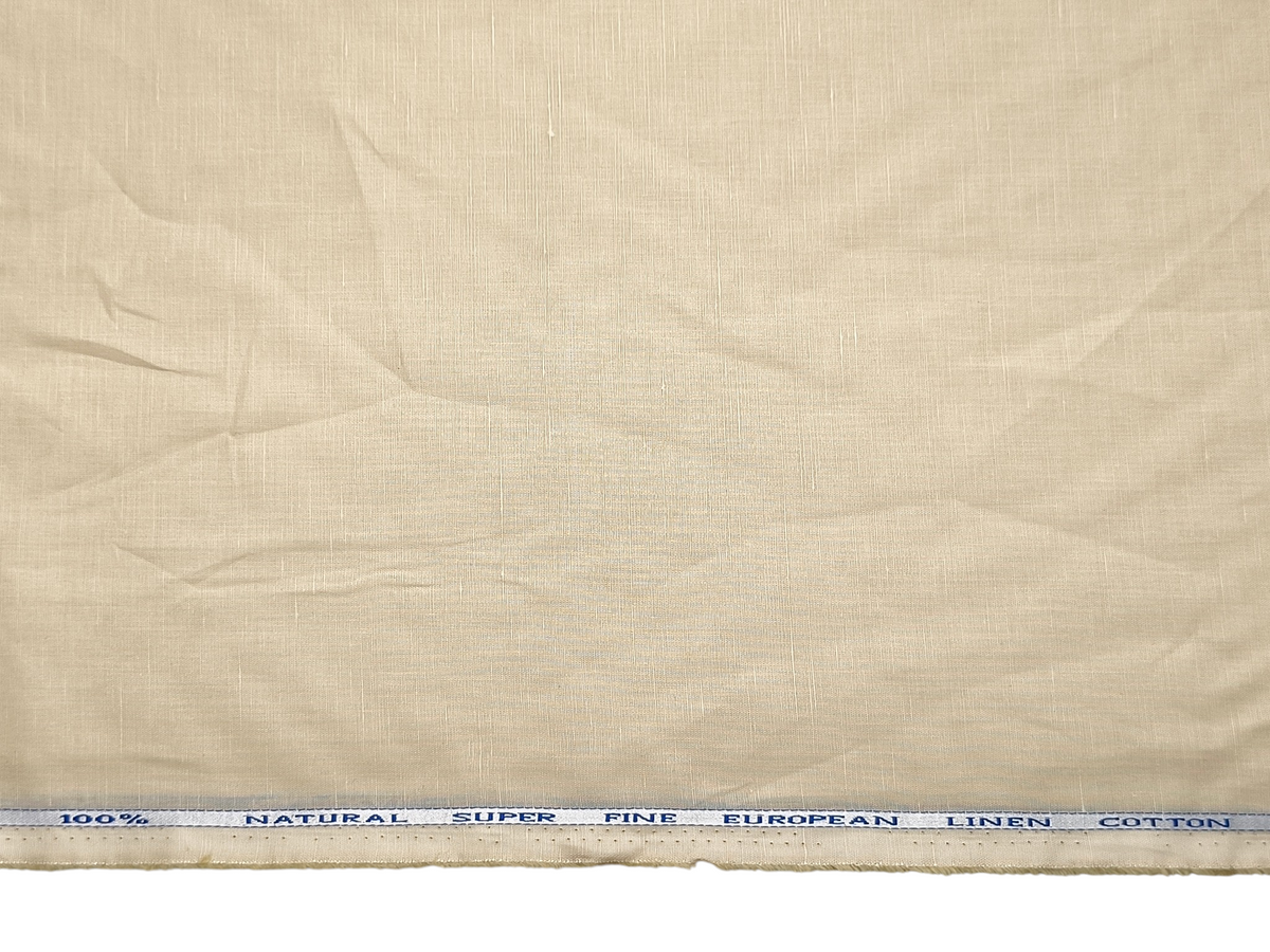 Cotton Linen Blended Premium Shirting Fabric (Light Beige, Plain)
