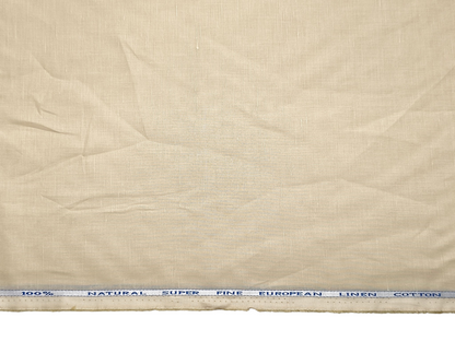 Cotton Linen Blended Premium Shirting Fabric (Light Beige, Plain)