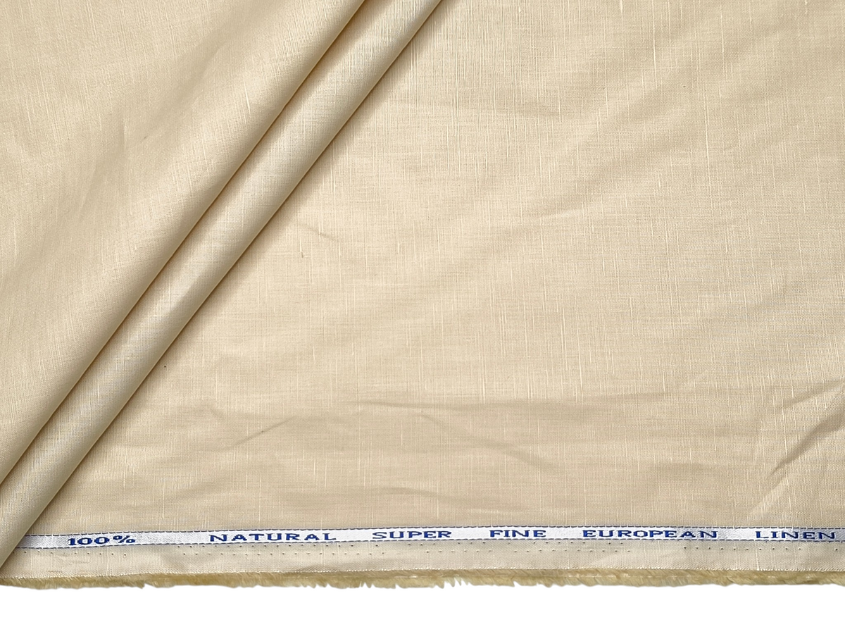 Cotton Linen Blended Premium Shirting Fabric (Light Beige, Plain)