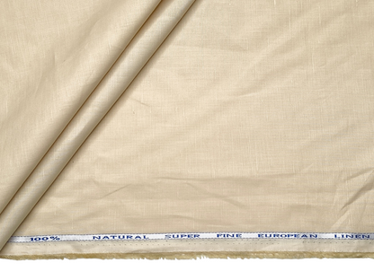 Cotton Linen Blended Premium Shirting Fabric (Light Beige, Plain)