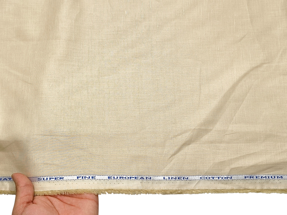 Cotton Linen Blended Premium Shirting Fabric (Light Beige, Plain)