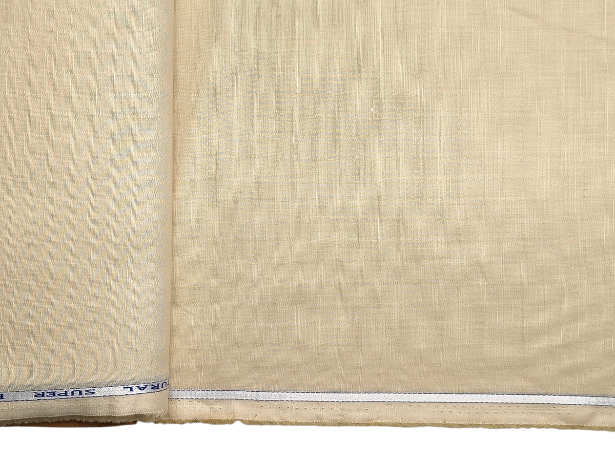 Cotton Linen Blended Premium Shirting Fabric (Light Beige, Plain)