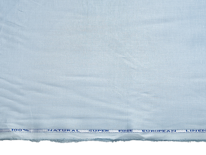Cotton Linen Blended Premium Shirting Fabric (Light Blue, Plain)