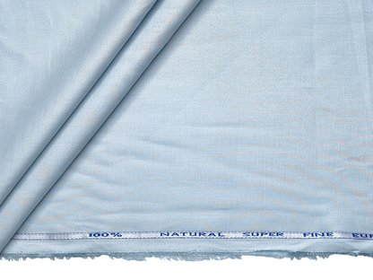 Cotton Linen Blended Premium Shirting Fabric (Light Blue, Plain)