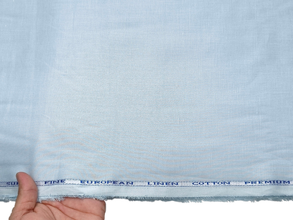 Cotton Linen Blended Premium Shirting Fabric (Light Blue, Plain)