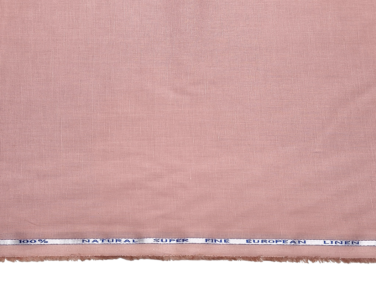 Cotton Linen Blended Premium Shirting Fabric (Peach, Plain)