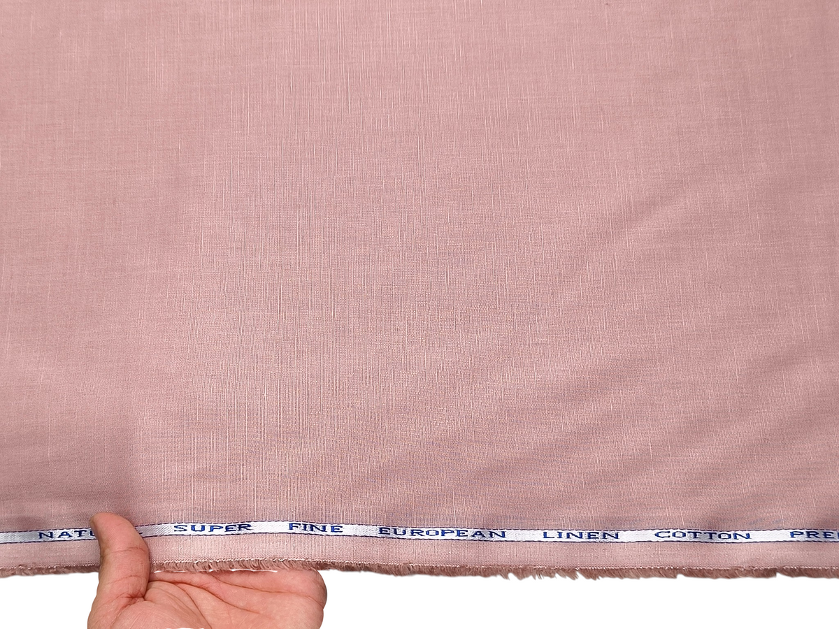 Cotton Linen Blended Premium Shirting Fabric (Peach, Plain)