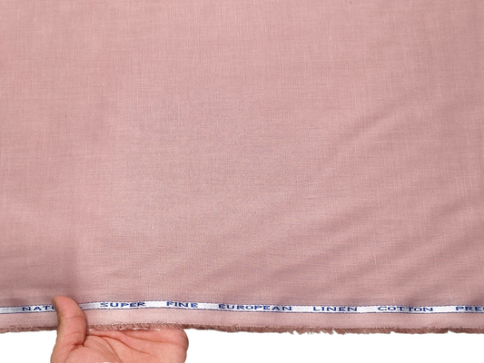 Cotton Linen Blended Premium Shirting Fabric (Peach, Plain)