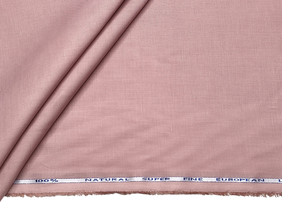 Cotton Linen Blended Premium Shirting Fabric (Peach, Plain)