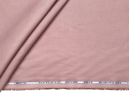 Cotton Linen Blended Premium Shirting Fabric (Peach, Plain)