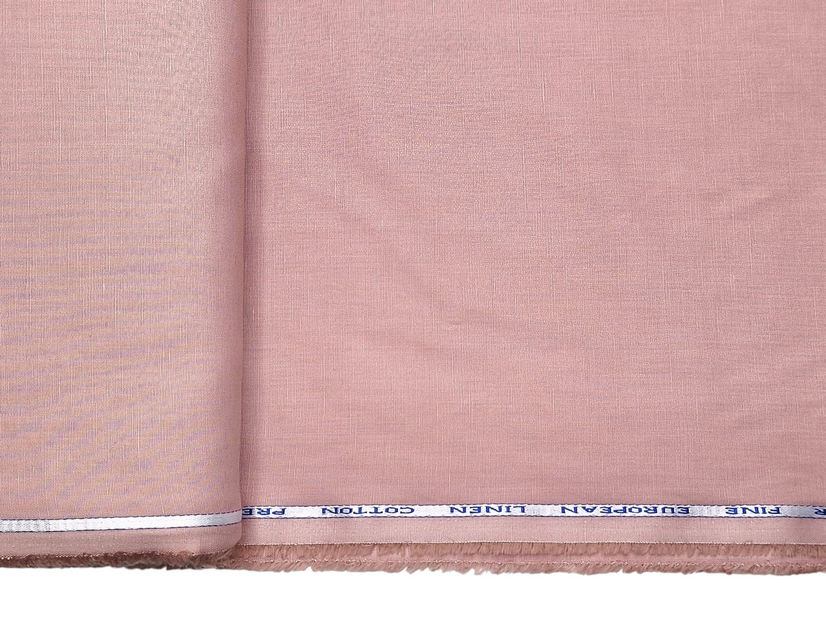 Cotton Linen Blended Premium Shirting Fabric (Peach, Plain)