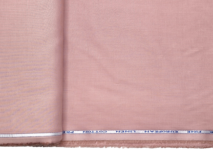 Cotton Linen Blended Premium Shirting Fabric (Peach, Plain)