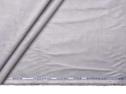 Cotton Linen Blended Premium Shirting Fabric (Light Grey, Plain)