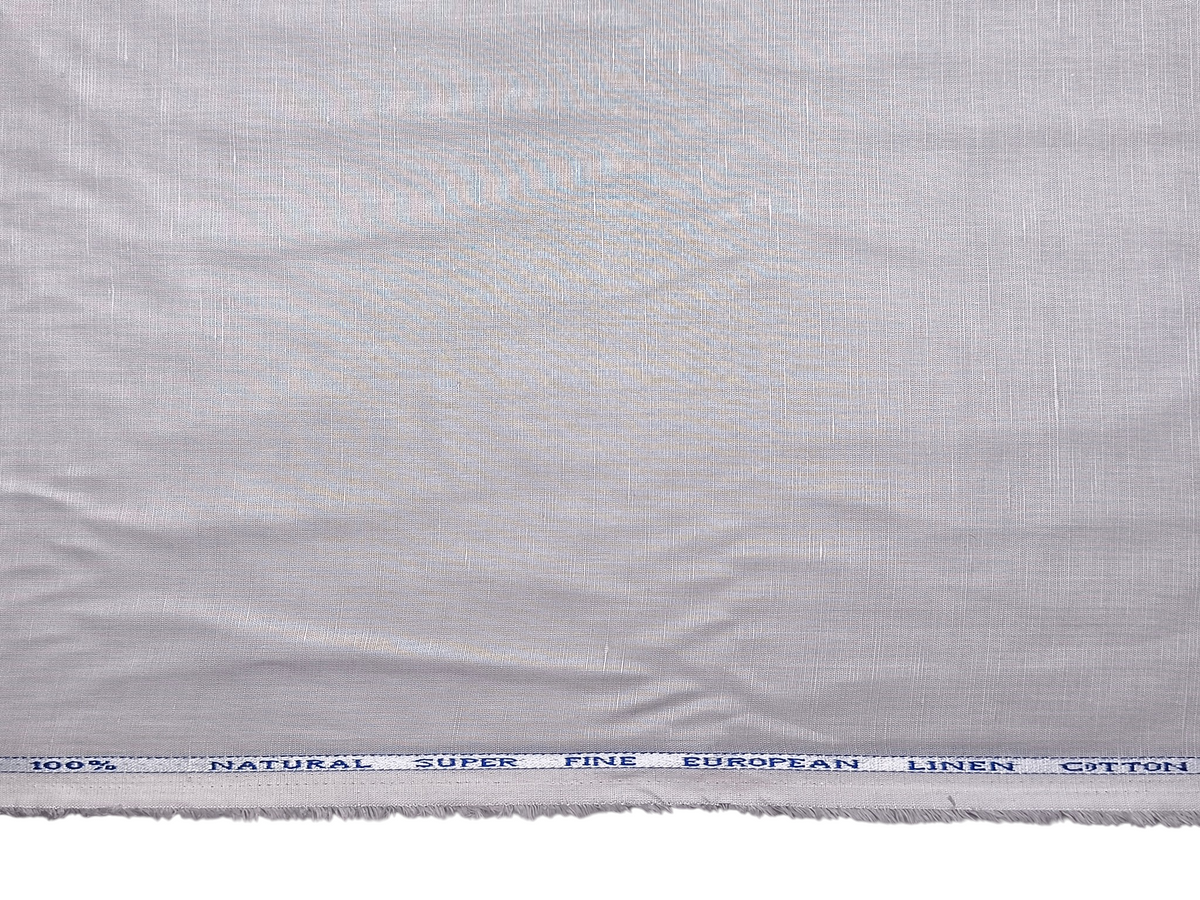 Cotton Linen Blended Premium Shirting Fabric (Light Grey, Plain)
